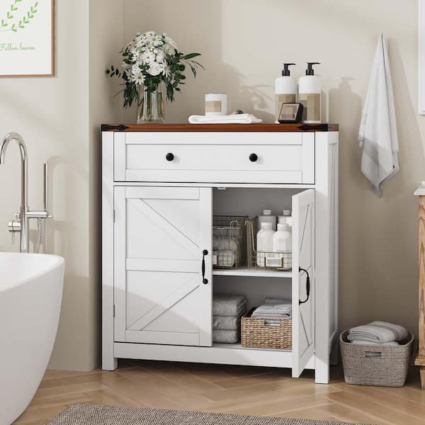 Lycvki 30 in. W x 12 in. D x 32.5 in. H White Wood Linen Cabinet
