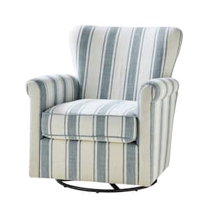 Georg Blue Floral Fabric Shakeable Swivel Chair with Roll Armrest