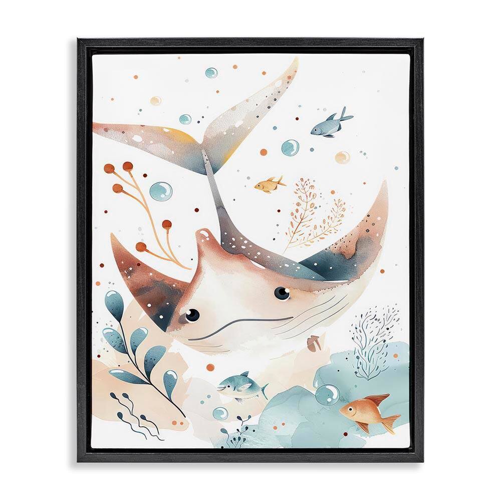 Smiling Manta Ray by Franklyn Gregory Black Floater Frame Animal Graphic Art Print 31 in. x 25 in. price history on PriceWatchPro