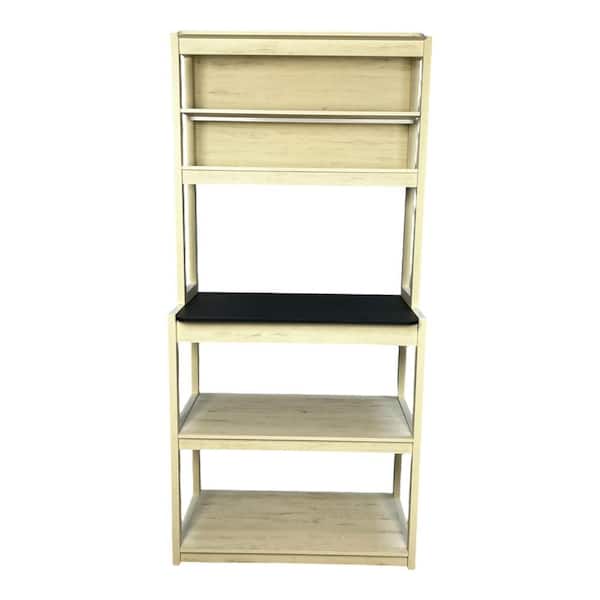 31.5" White and Black color 5-Tier Bakers Rack for Kitchen with Storage, Coffee Bar, Kitchen Shelves, Microwave Stand
