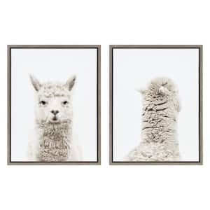Sylvie "Alpaca Front and Alpaca Back" by Amy Peterson Framed Canvas Wall Art Set 18 in. x 24 in.