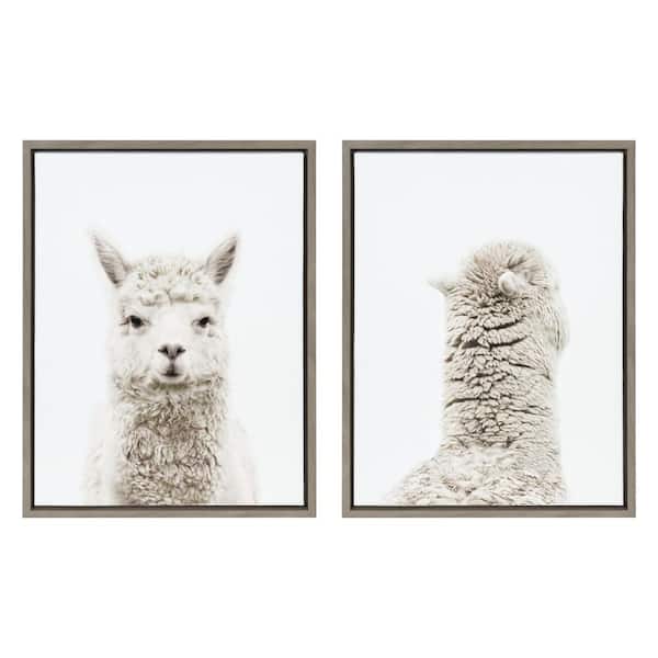 Kate and Laurel Sylvie "Alpaca Front and Alpaca Back" by Amy Peterson Framed Canvas Wall Art Set 18 in. x 24 in.