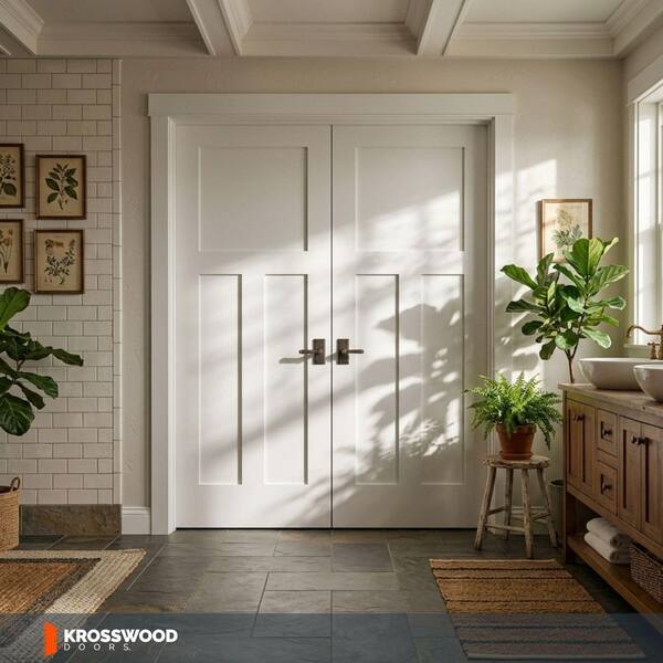 COPESデモ3点セット Krosswood Doors 60 in. x 96 in. Craftsman Shaker 3-Panel Left