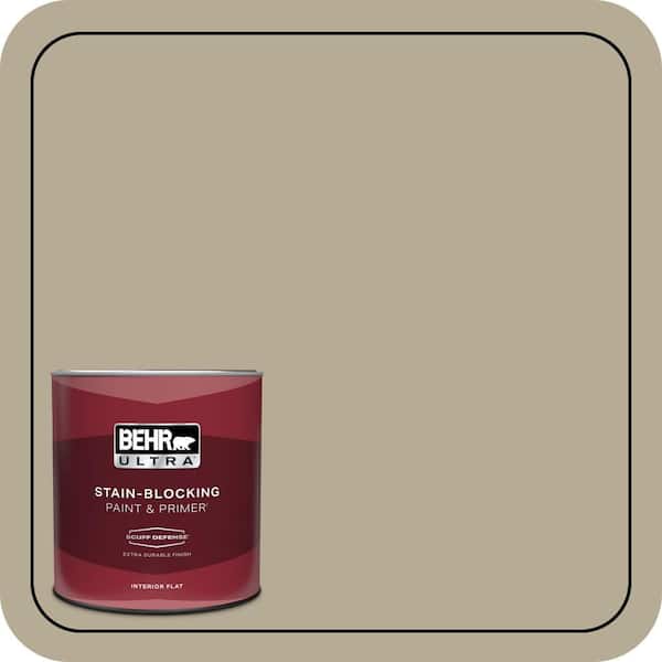 BEHR ULTRA 1 qt. #N330-4 Explorer Khaki Extra Durable Flat Interior Paint & Primer