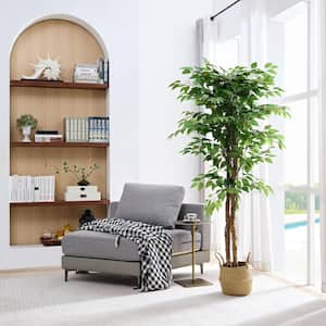 6 ft. Artificial Ficus Tree, Green Faux Ficus Trees, Fake Silk Plant for Indoor Outdoor Home Office Decor, 1 Pack