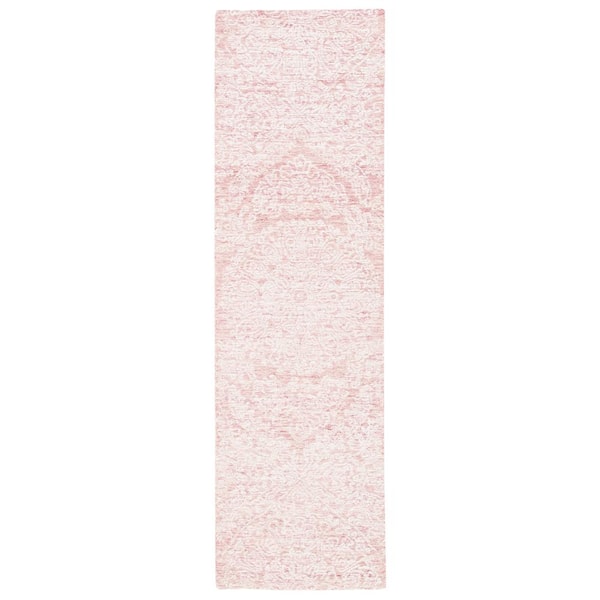 Metro 2 ft. x 10 ft. Pink/Ivory Medallion Runner Rug