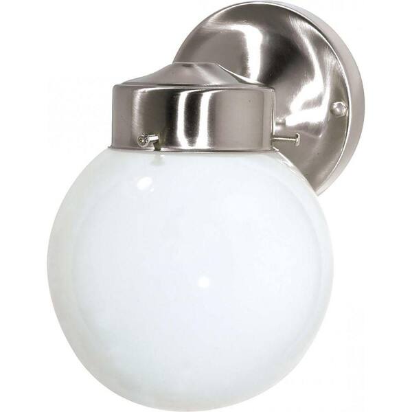 Glomar Tony 1-Light Brushed Nickel Outdoor Wall Lantern Sconce