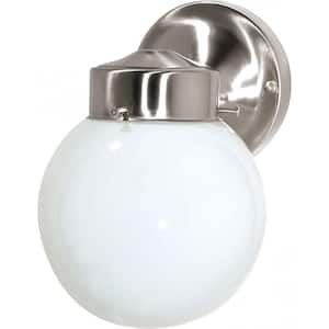 Nuvo Brushed Nickel Outdoor Hardwired Wall Lantern Sconce with No Bulbs Included