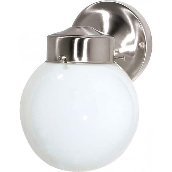 SATCO Nuvo Brushed Nickel Outdoor Hardwired Wall Lantern Sconce with No Bulbs Included