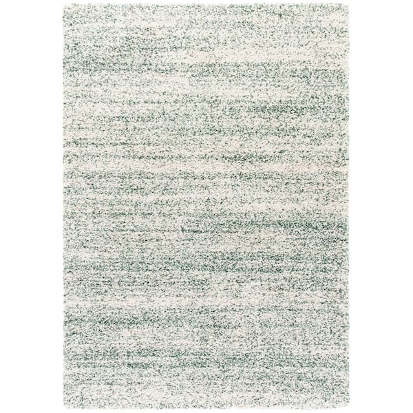 Hudson Shag 2 ft. x 4 ft. Ivory/Green Solid Marle Area Rug
