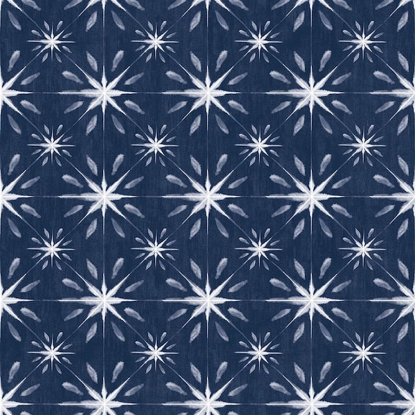 Unbranded Nordic Elements Blue Geometric Starburst Effect Matte Finish Non-Pasted Non-Woven Wallpaper Roll