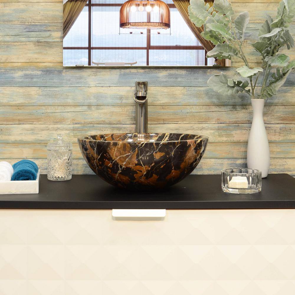 Gold and Black Marble Round Vessel Sink