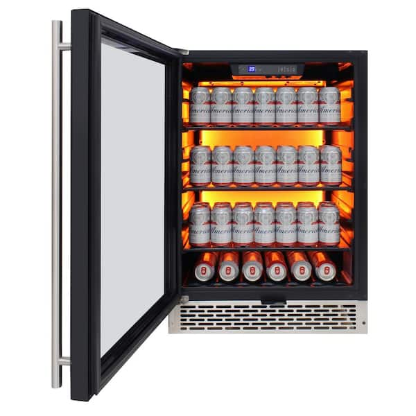 NewAir Prismatic Series 19 in. Single Zone 126 Cans Beverage Cooler with  RGB HexaColor LED Lights, Mini Gaming Fridge in Black NBC126HX00 - The Home  Depot