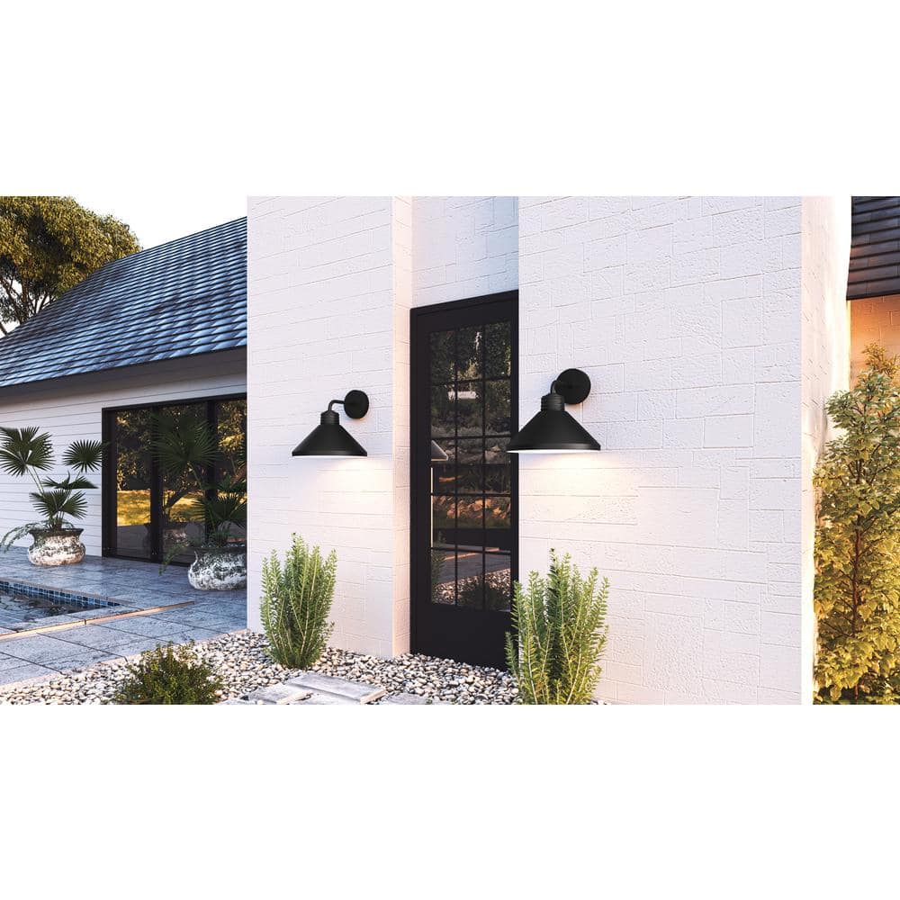 Rencher Matte Black Industrial Outdoor Wall Sconce