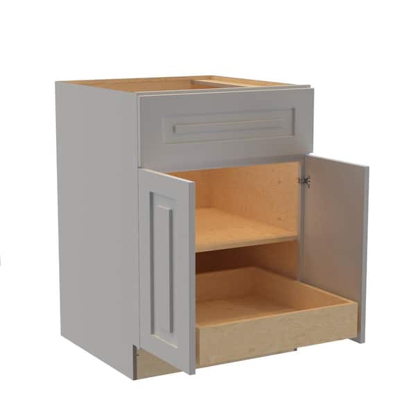 Home Decorators Collection Grayson 24 in. W x 24 in. D x 34.5 in. H Assembled Plywood Base Kitchen Cabinet in Pearl Gray with 1ROT Soft Close