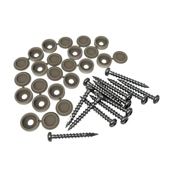 Barrette Outdoor Living 1-1/2 in. L #8 External Square Round Stainless Steel Decorator Screws and Cover Umber (12-Pack)