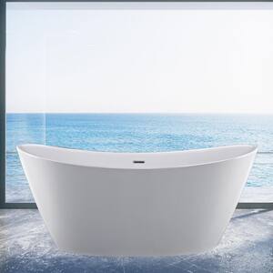 67 in. Acrylic Flatbottom Double Slipper Not Whirlpool Freestanding Bathtub 7 Color Changing LED Lights Soaking Tub