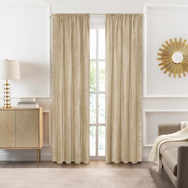 ACHIM Bordeaux 52 in. W x 63 in. L Polyester Light Filtering Curtain Panel in Tan