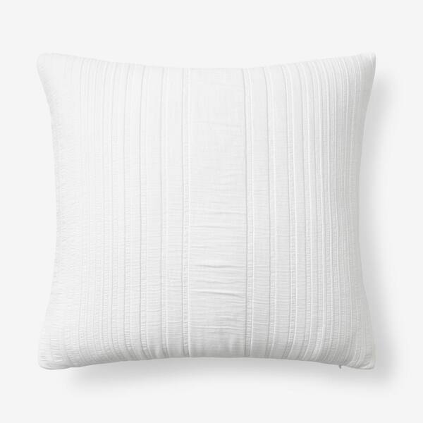 The Company Store Matera Stripe White 20 in. x 20 in. Throw Pillow Cover