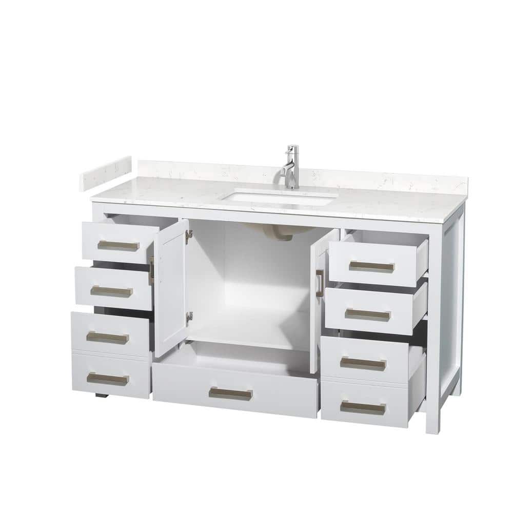 Sheffield 60" White Cultured Marble Single Bathroom Vanity
