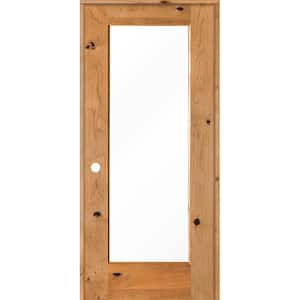 32 in. x 80 in. Rustic Knotty Alder Right-Hand Full-Lite Clear Glass Clear Stain Solid Wood Single Prehung Interior Door
