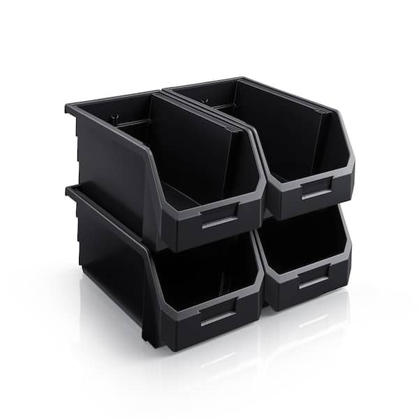 Sorbus Open Front Stackable Clothing Storage Bin – Closet Organizer - Large, Set of 4, Black