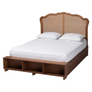 Latrell Brown Wood Frame Queen Platform Bed with Storage