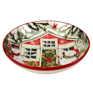 Snowman's Farmhouse 128 oz. Multicolored Earthenware Serving Bowl