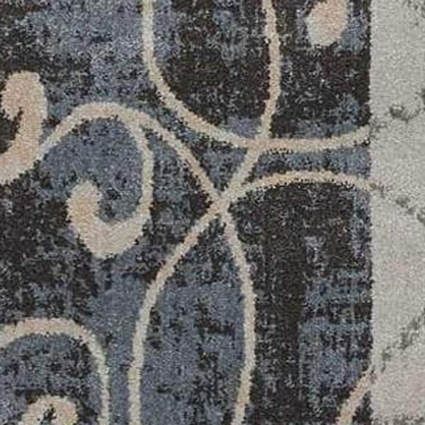 9 ft. x 13 ft. Black Floral Washable Area Rug