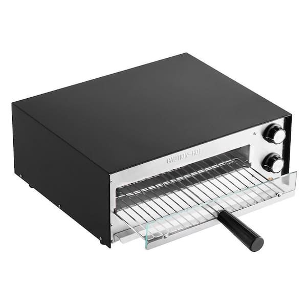 12 in. Electric Pizza Oven 572°F Max Temp 1450W Timing and Temp Control Dual Heat Tube Crumb Tray for Home and Diner Use