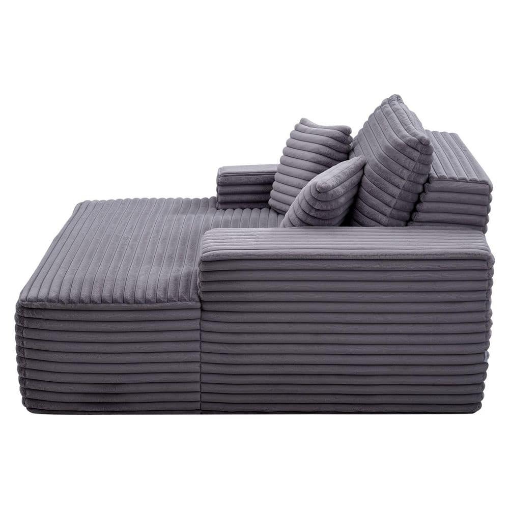 Chaise Lounge Chair, 54 in. Grey Metal Outdoor Rocking Chair with Throw Pillows&Grey Cushion for Living Room price history on PriceWatchPro