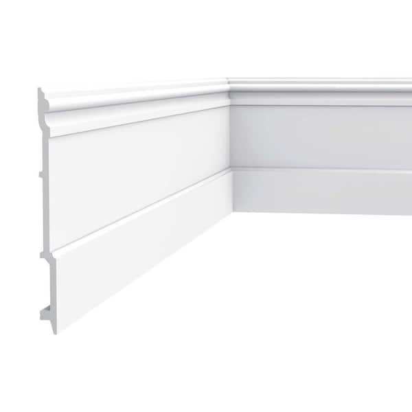ORAC DECOR 7/8 in. D x 8-1/4 in. W x 78-3/4 in. L Primed White High Impact Polystyrene Baseboard Moulding (9-Pack)