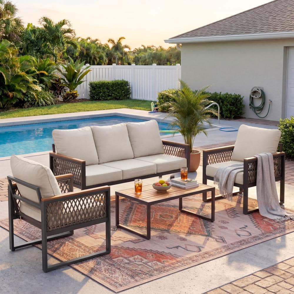 5-Person Wide Straight-Back Patio Sofa with Water-Resistant Cushions price history on PriceWatchPro