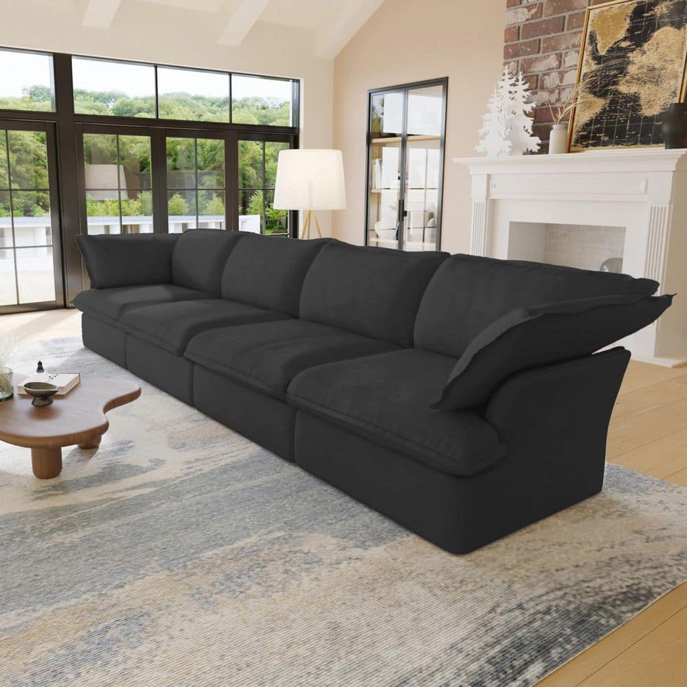 160.6 in. Square Arm Linen Velvet Rectangle 4-Piece Free Combination Modular Sectional Sofa in. Black price history on PriceWatchPro