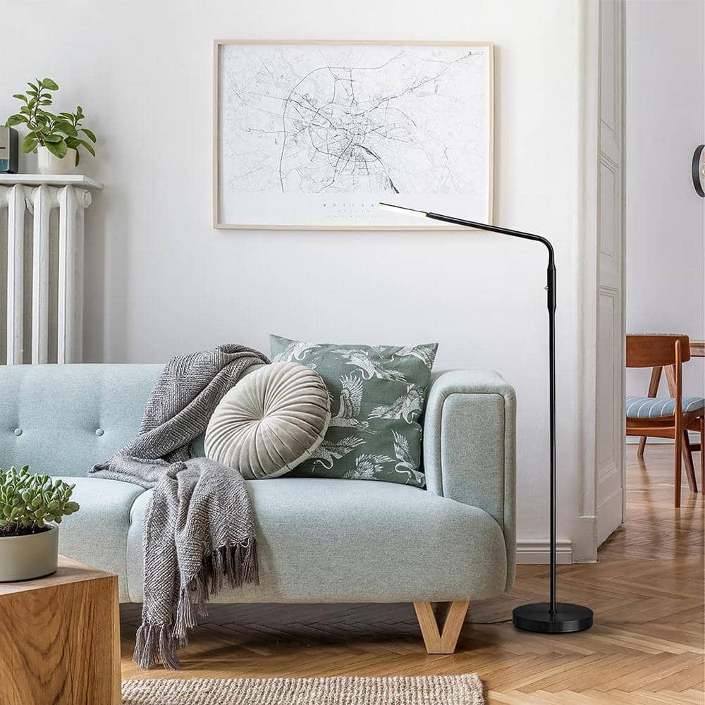 Black Adjustable Metal Arc LED Floor Lamp with Dimmable Light