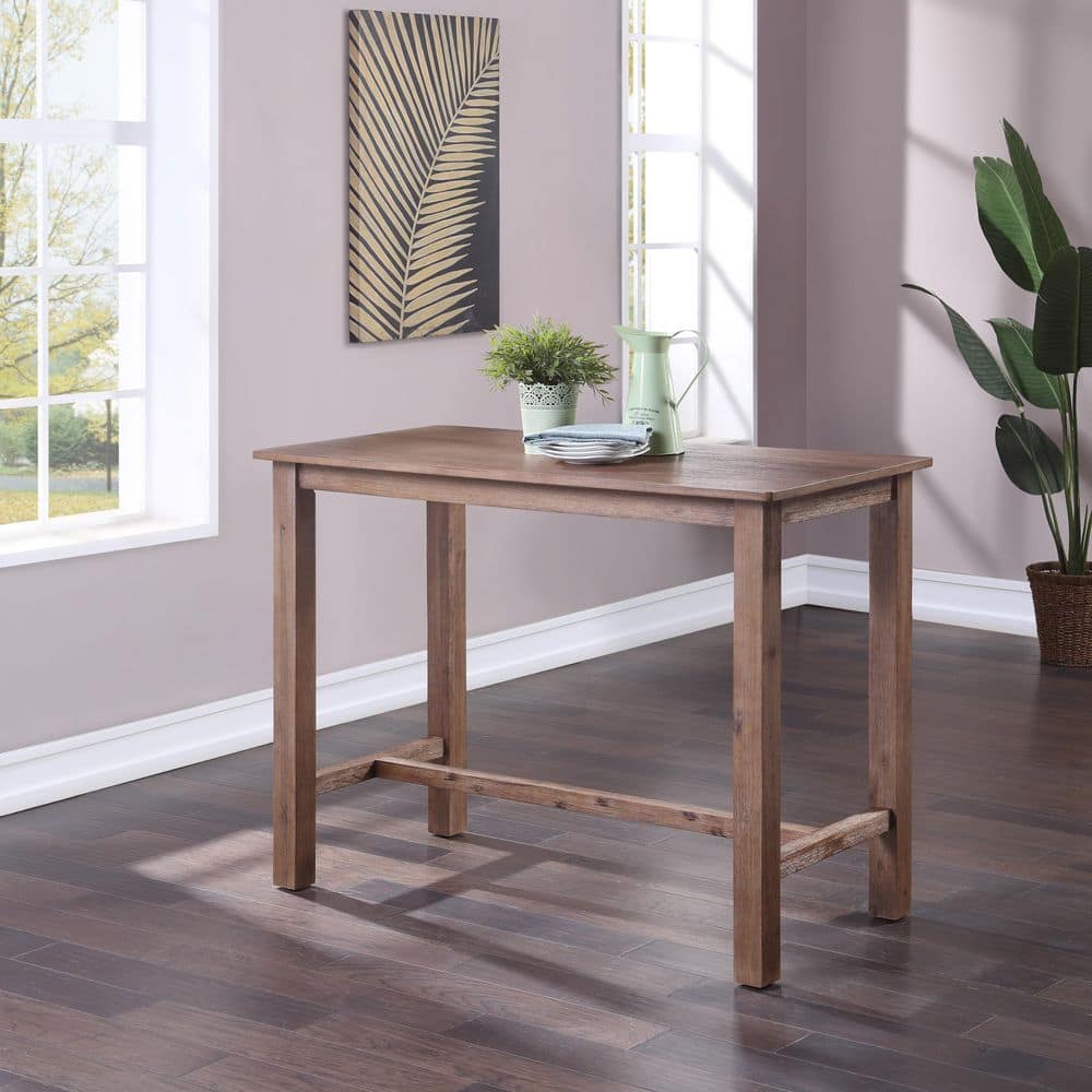 Barnwood Wire-Brush Reclaimed Wood Counter Height Pub Table