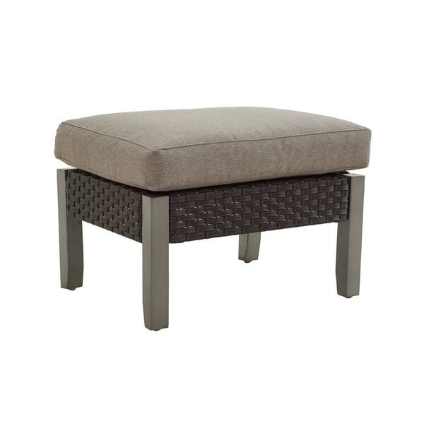 Hampton Bay Laguna Point Brown Wicker Outdoor Patio Ottoman With