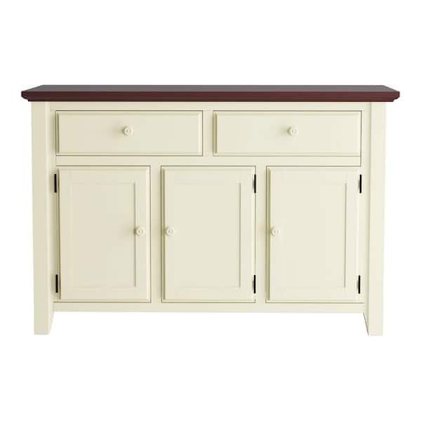 Furniture of America Galentine Vintage White and Dark Oak Wood 56 in. Buffet Server with Drawers