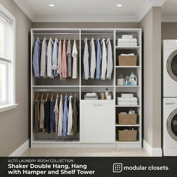 MODULAR CLOSETS Alto Laundry Room 97.5 in W White Shaker Double