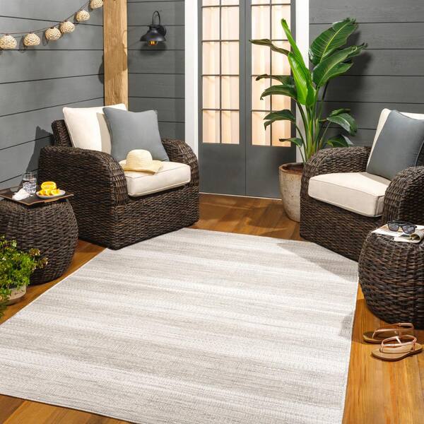 World Rug Gallery Patio 8 X 10 (ft) Braided Gray Indoor/Outdoor