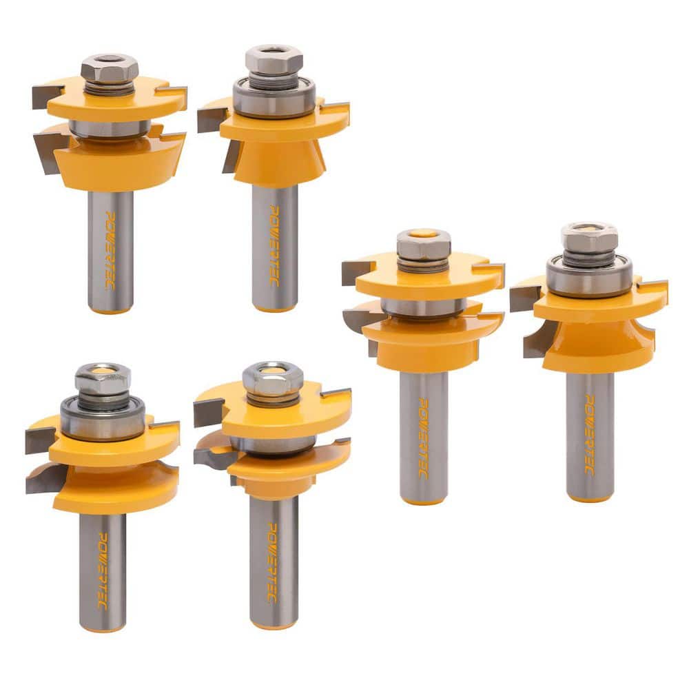 1/2 in. Shank, 1-5/8 in. Dia. Cabinet Door Rail and Stile Router Bits Set, Shaker, Ogee & Roundover Profile (6-Pack) price history on PriceWatchPro
