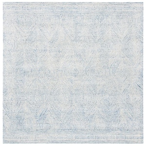 Abstract Ivory/Blue 10 ft. x 10 ft. Geometric Square Area Rug