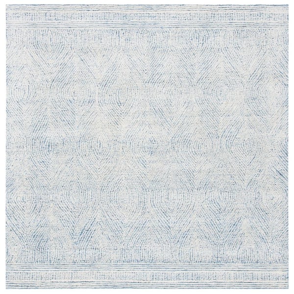 SAFAVIEH Abstract Ivory/Blue 10 ft. x 10 ft. Geometric Square Area Rug