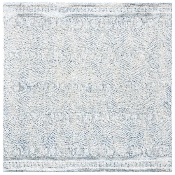 SAFAVIEH Abstract Ivory/Blue 4 ft. x 4 ft. Geometric Square Area Rug