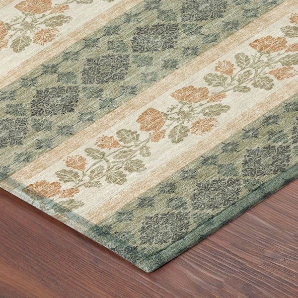 Chantille Machine Washable Indoor/Outdoor Abstract ACN2465 Sage 2 ft. x 7 ft. Runner Rug