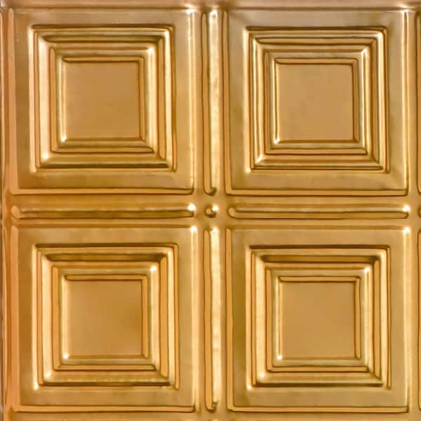 FROM PLAIN TO BEAUTIFUL IN HOURS Take Home Sample - Shanko Lincoln Copper 1 ft. x 1 ft. Decorative Tin Style Lay-in Ceiling Tile (1 sq. ft./case)
