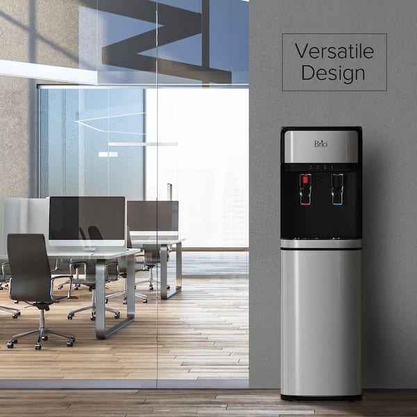 Bottom-Load Water Cooler Dispenser Hot and Cold, Child Lock, LED Lights w/Empty Bottle Alert, Silver