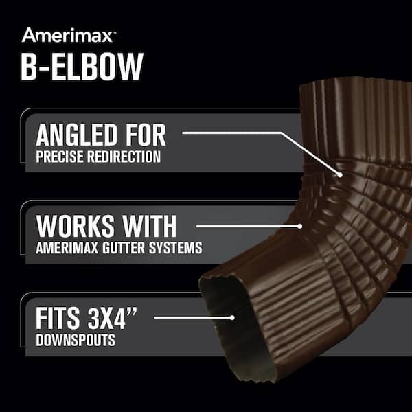 3 in. x 4 in. Alcoa Musket Brown Aluminum Downspout B Elbow