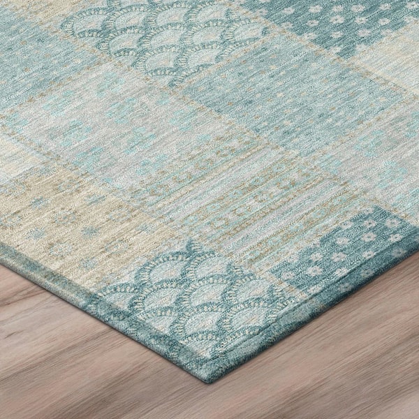 Chantille Machine Washable Indoor/Outdoor Abstract ACN2923 Teal 10 ft. x 14 ft. Area Rug