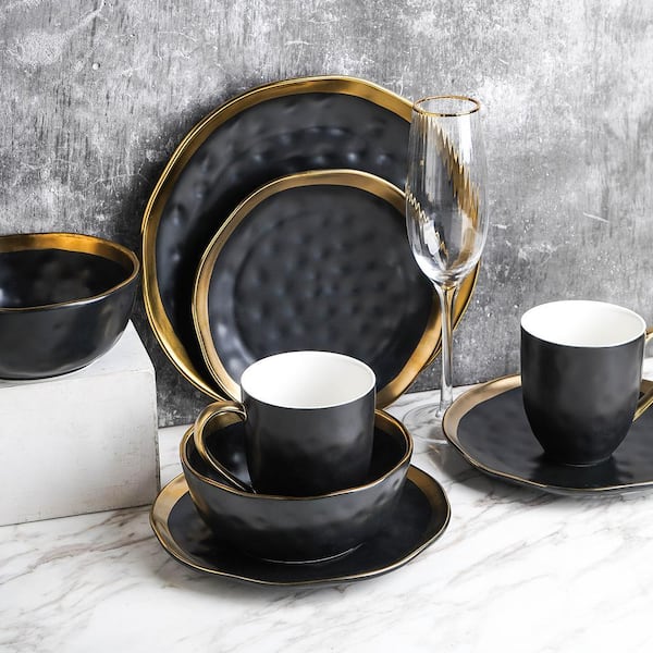 STONE LAIN Stone Lain Florian 16-Piece Dinnerware Set Porcelain, Service For 4, Black - image 4